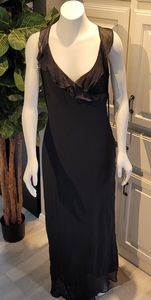 Black sleeveless v-neck silk dress size L